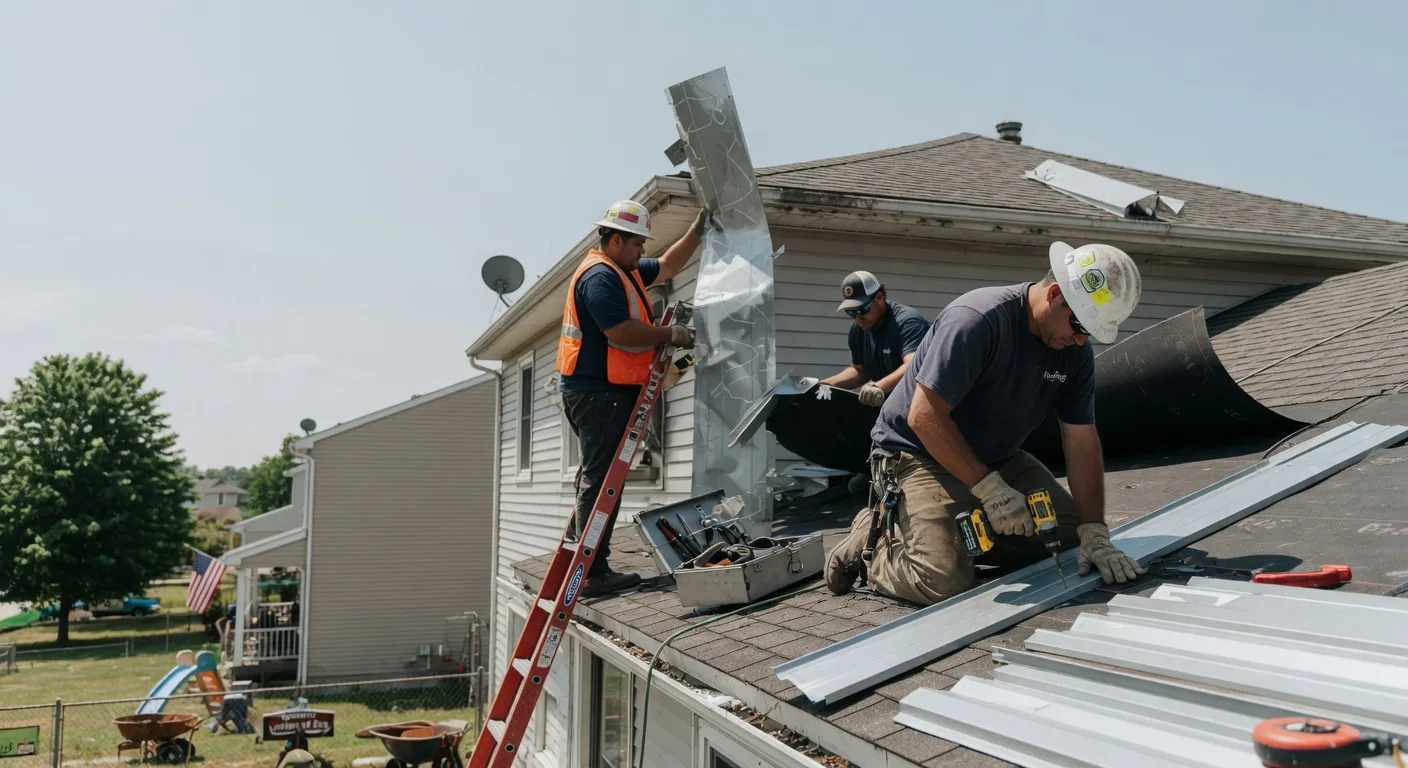 Storm Damage Metal Roof Repair in Lewisville, IN